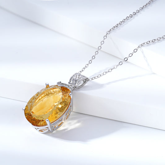 Natural Topaz Pendant Necklace 925 Sterling Silver Luxury Gemstone Collar Chain – Mystery Jar Jewels