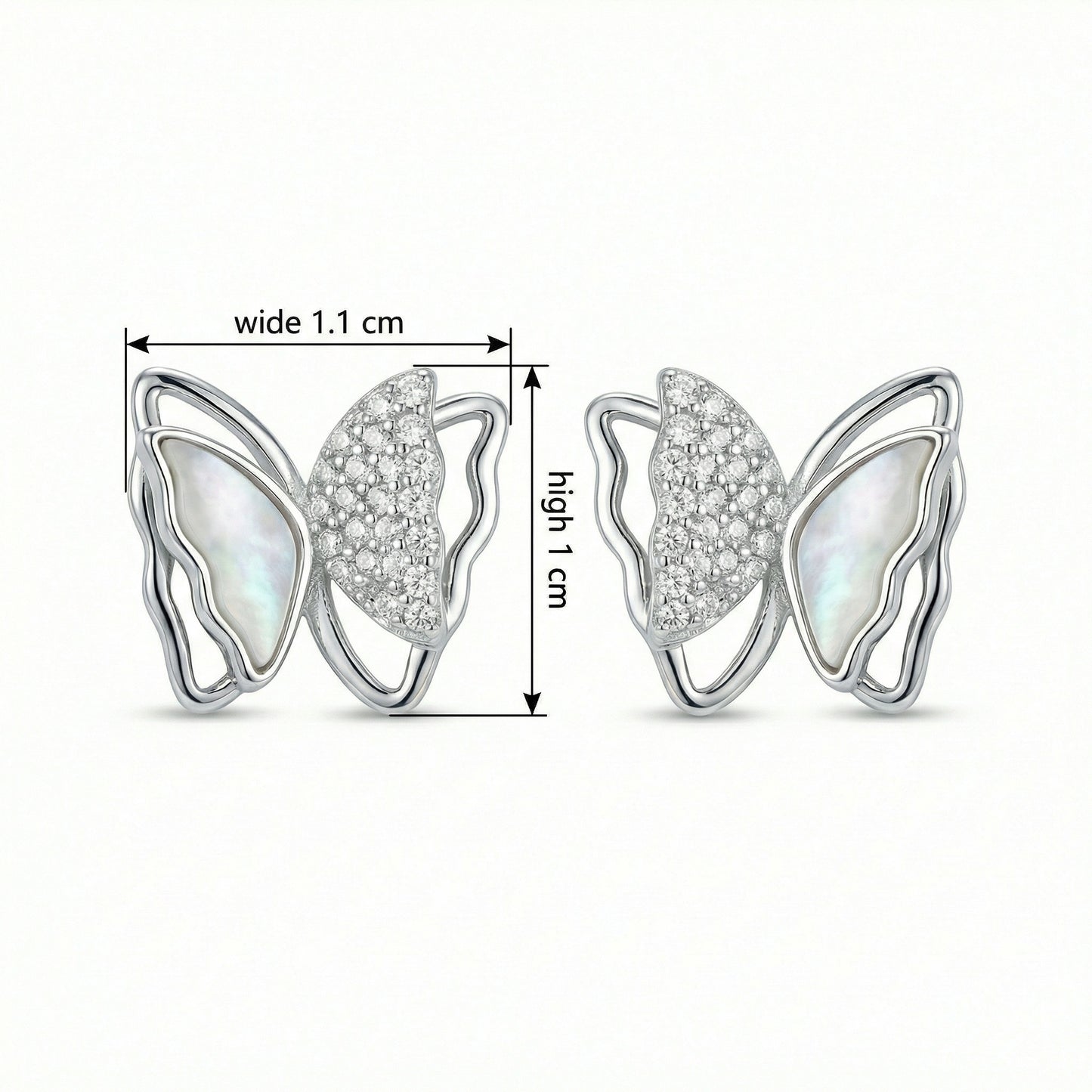 925 Sterling Silver Butterfly Stud Earrings Mother of Pearl Pave Accents – Mystery Jar Jewels