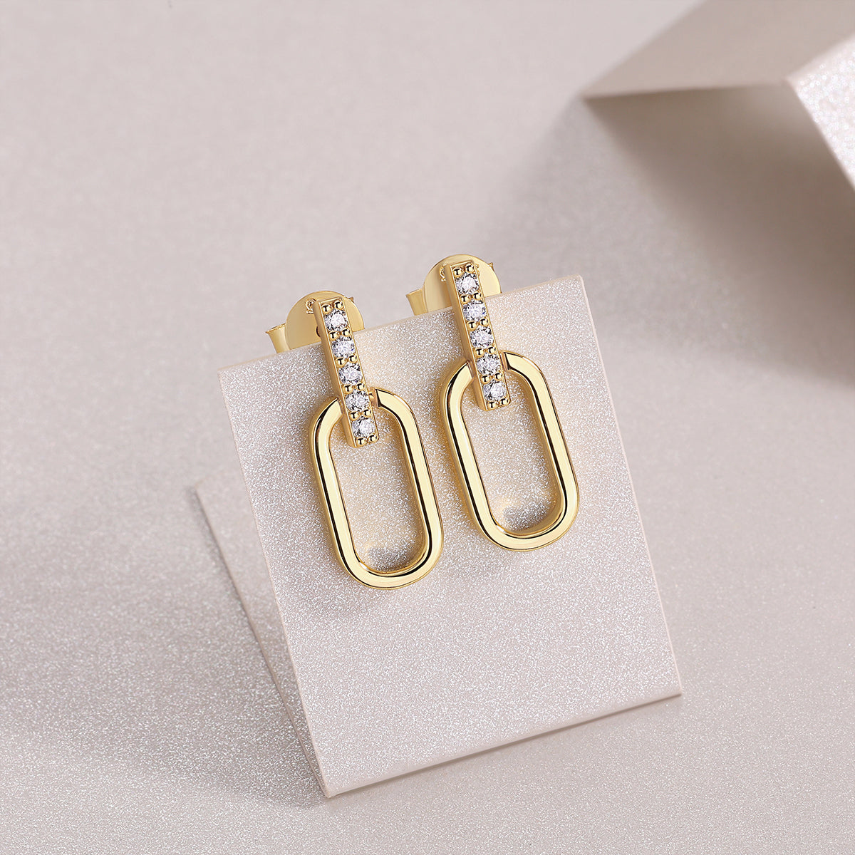 Moissanite Luxury 925 Silver Earrings Plated in Gold – Mystery Jar Jewels
