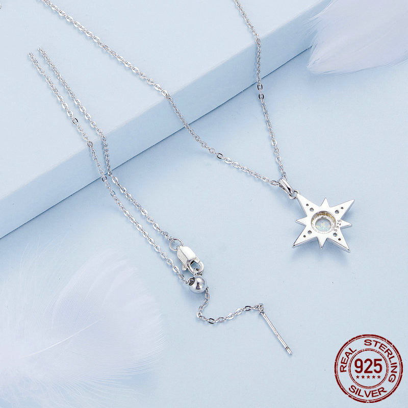 Star Opal Pendant Necklace 925 Sterling Silver Adjustable Celestial Chain – Mystery Jar Jewels
