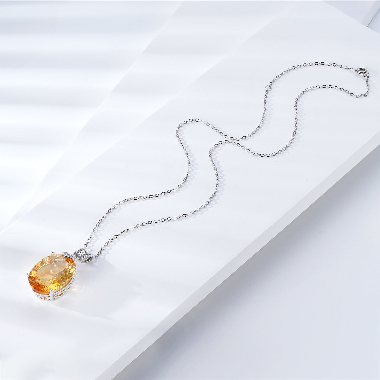 Natural Topaz Pendant Necklace 925 Sterling Silver Luxury Gemstone Collar Chain – Mystery Jar Jewels
