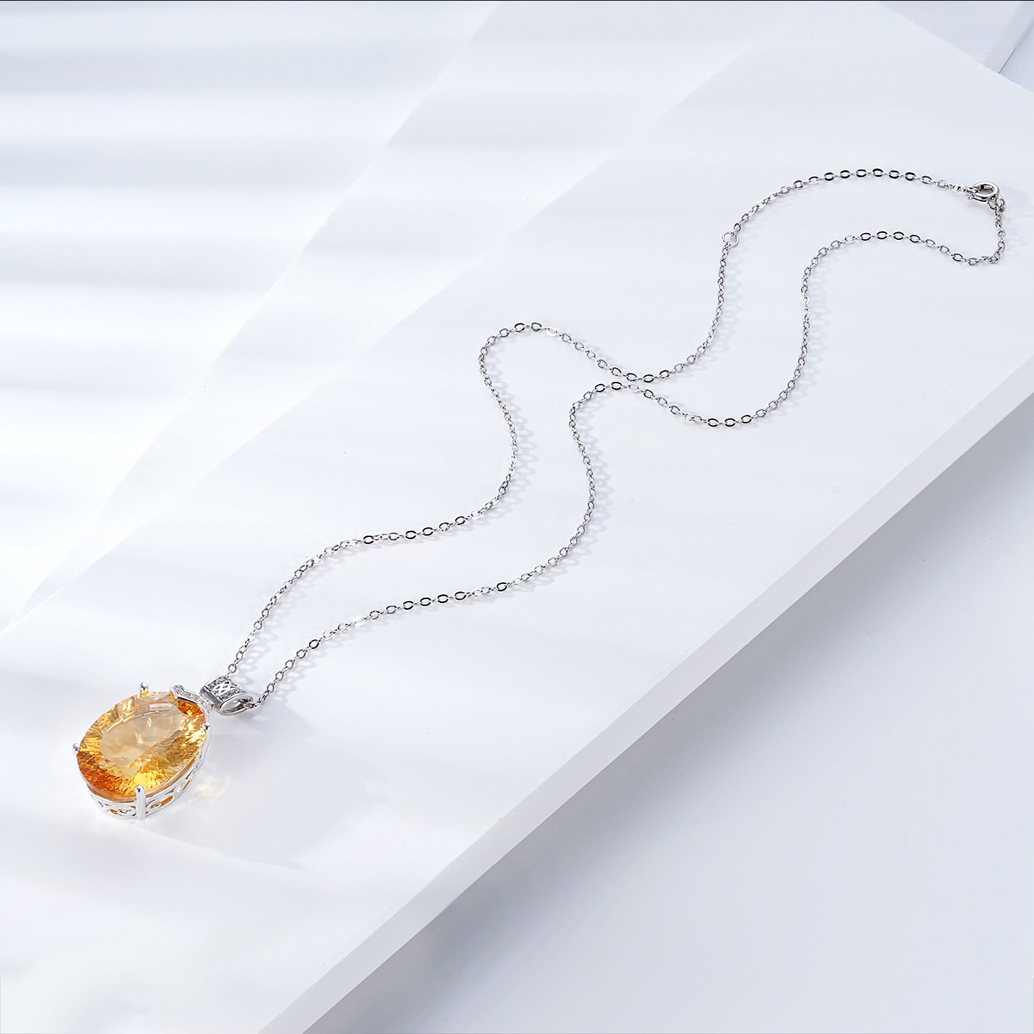 Natural Topaz Pendant Necklace 925 Sterling Silver Luxury Gemstone Collar Chain – Mystery Jar Jewels