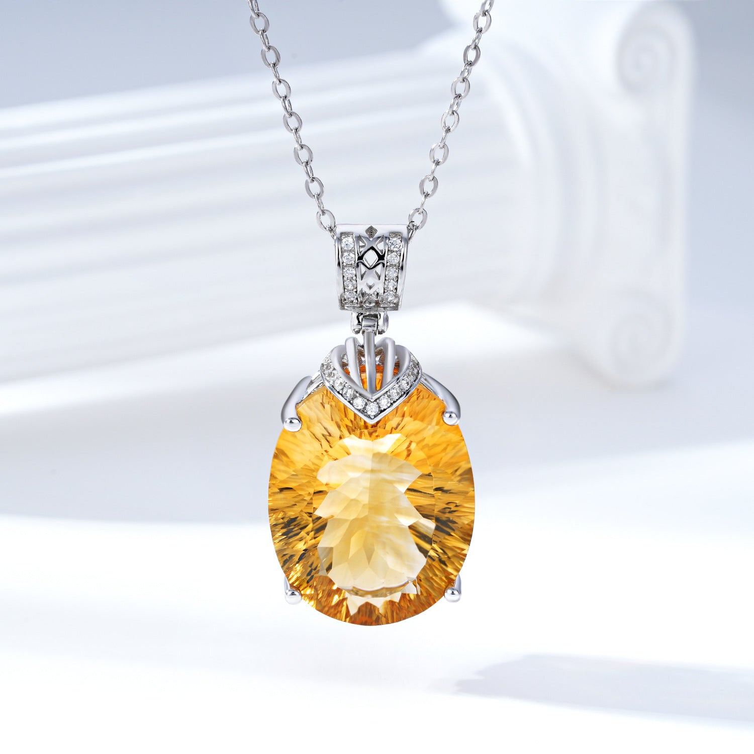 Natural Topaz Pendant Necklace 925 Sterling Silver Luxury Gemstone Collar Chain – Mystery Jar Jewels