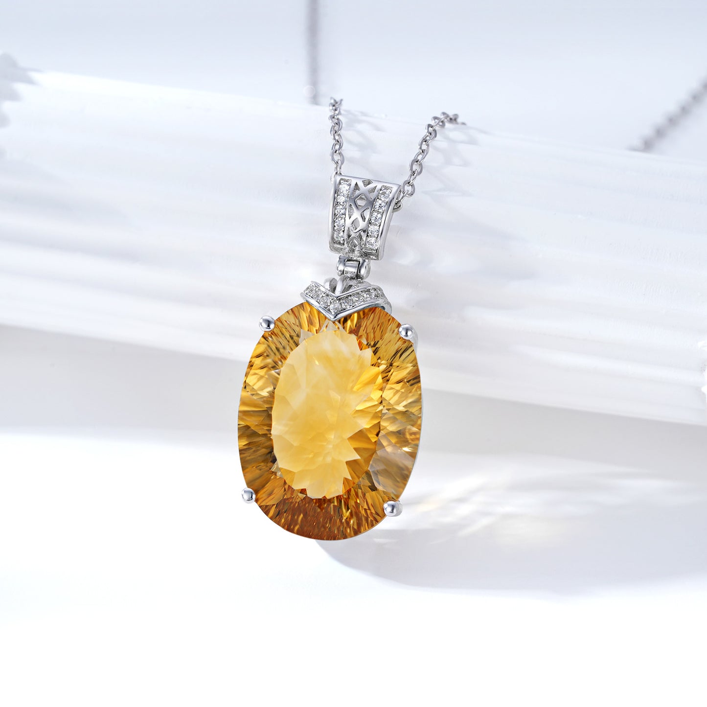Natural Topaz Pendant Necklace 925 Sterling Silver Luxury Gemstone Collar Chain – Mystery Jar Jewels